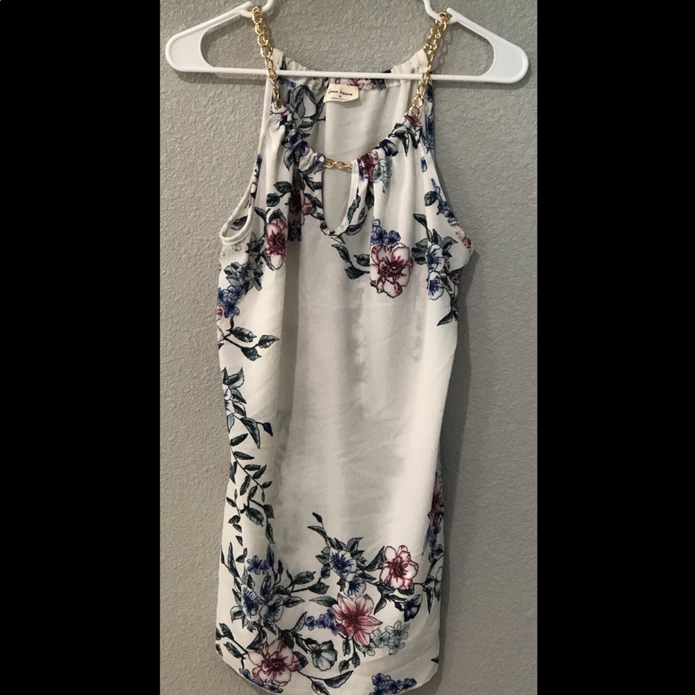Juniors Faux Chain Halter Neck Floral Top Size XL
